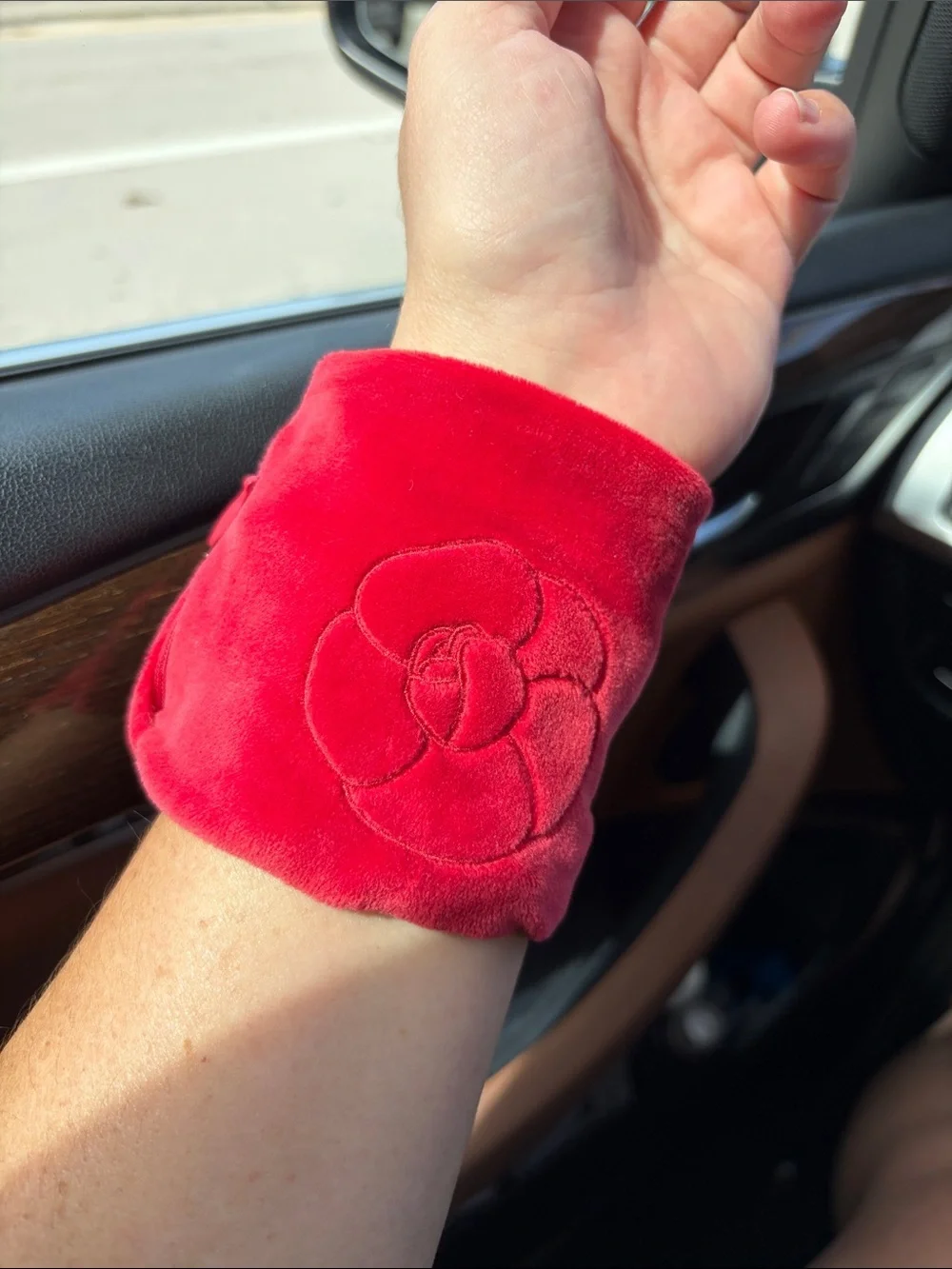 CHANEL Hot Pink Velvet CC Logo Pouches - Pair (wristbands)